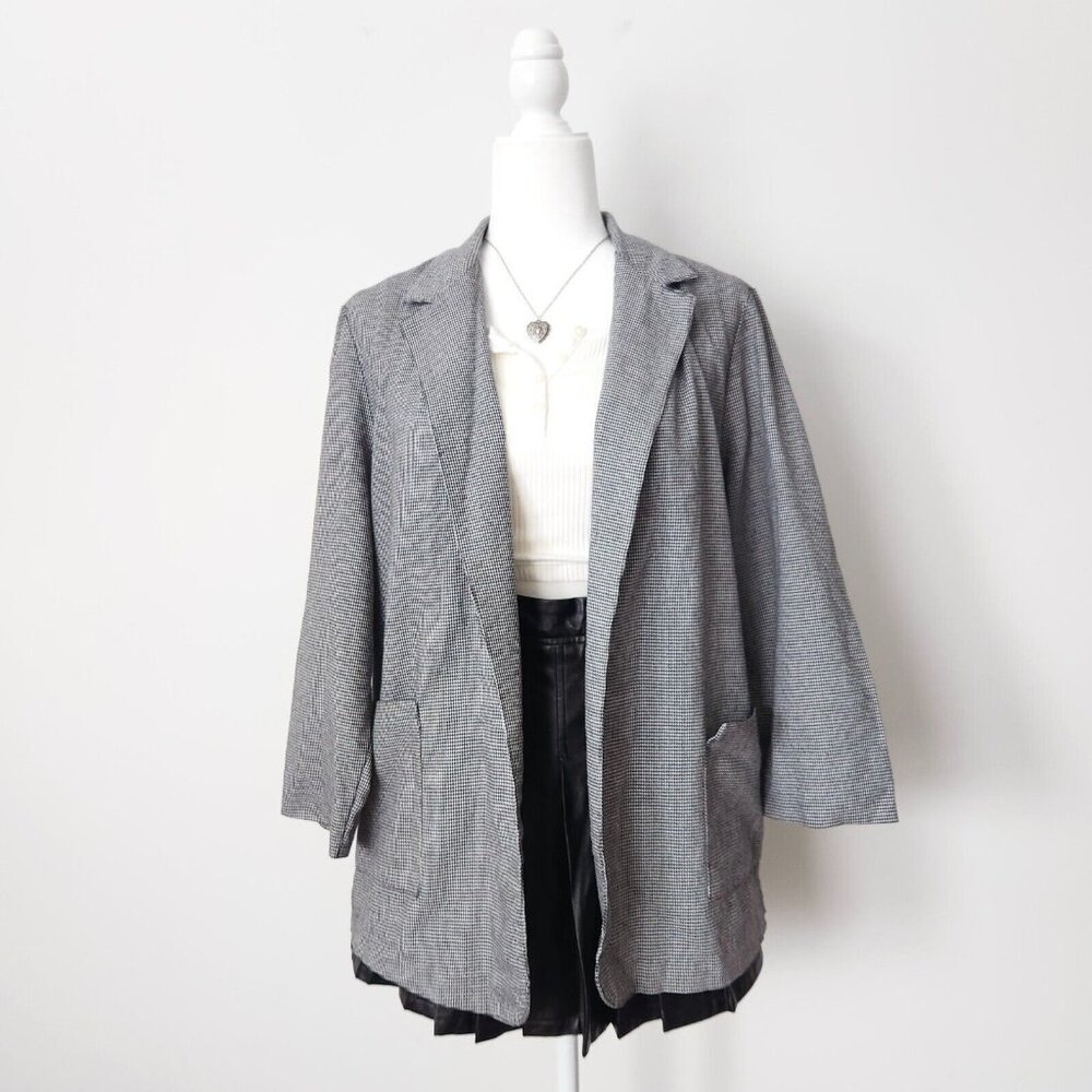 Vtg 70s Roberta Di Castelli Houndstooth Blazer Jacket Womens Sz 18 Academia Prep